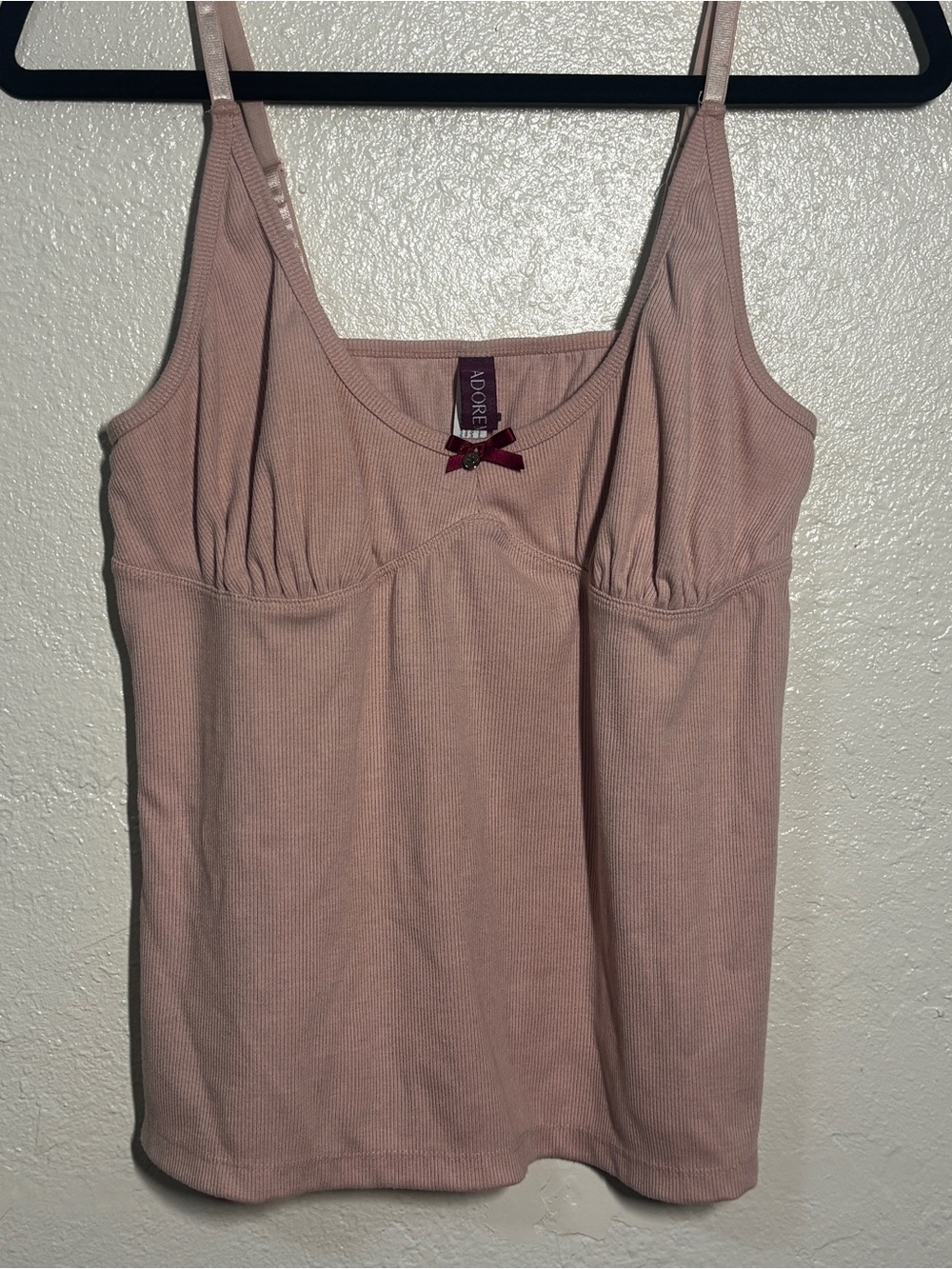 Adore Dusty Pink Ribbed Camisole with Gathered Bust